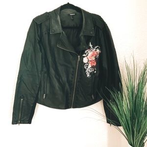 Studded and floral leather jacket
